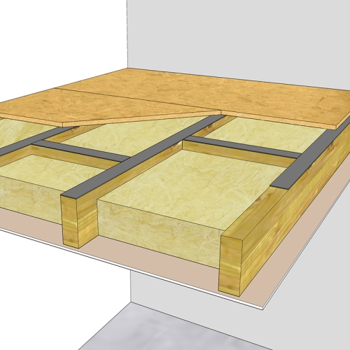dB Strip 4+ bande résiliente acoustique en mousse pour plancher bois léger
